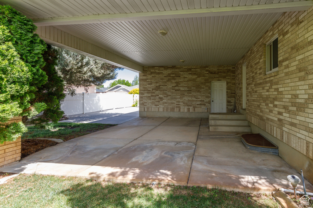 View of patio with entry steps