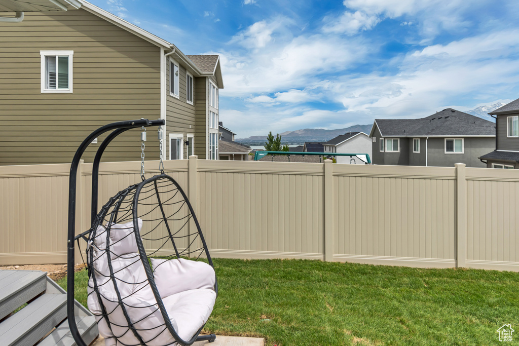 View of yard with a mountain view