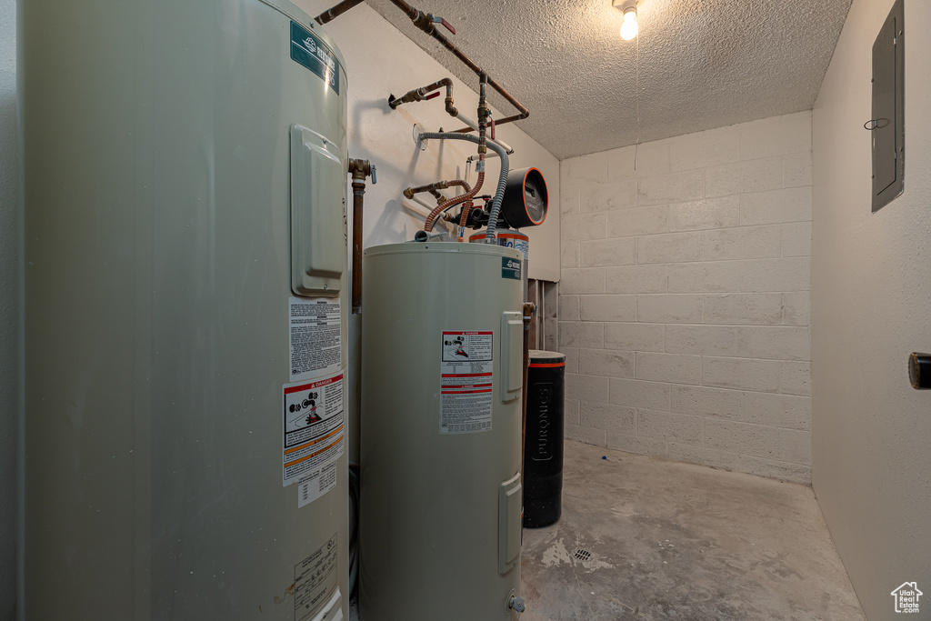 Utilities with electric water heater and electric panel