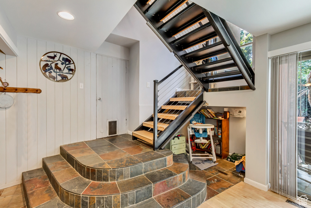 Staircase with baseboards