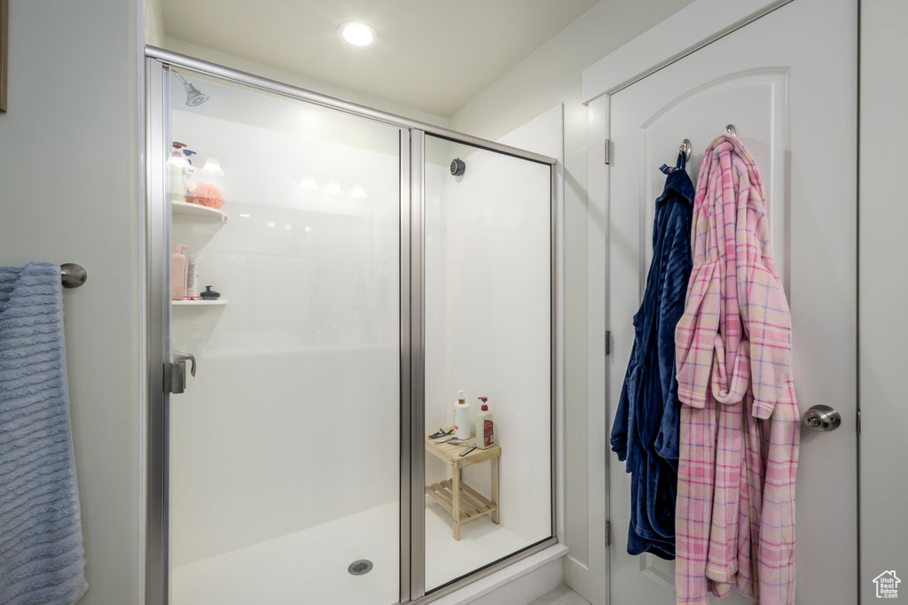 Bathroom with a stall shower