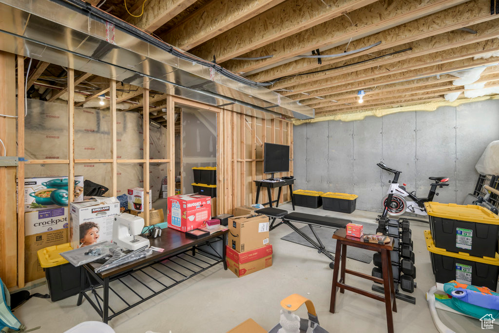 View of unfinished basement