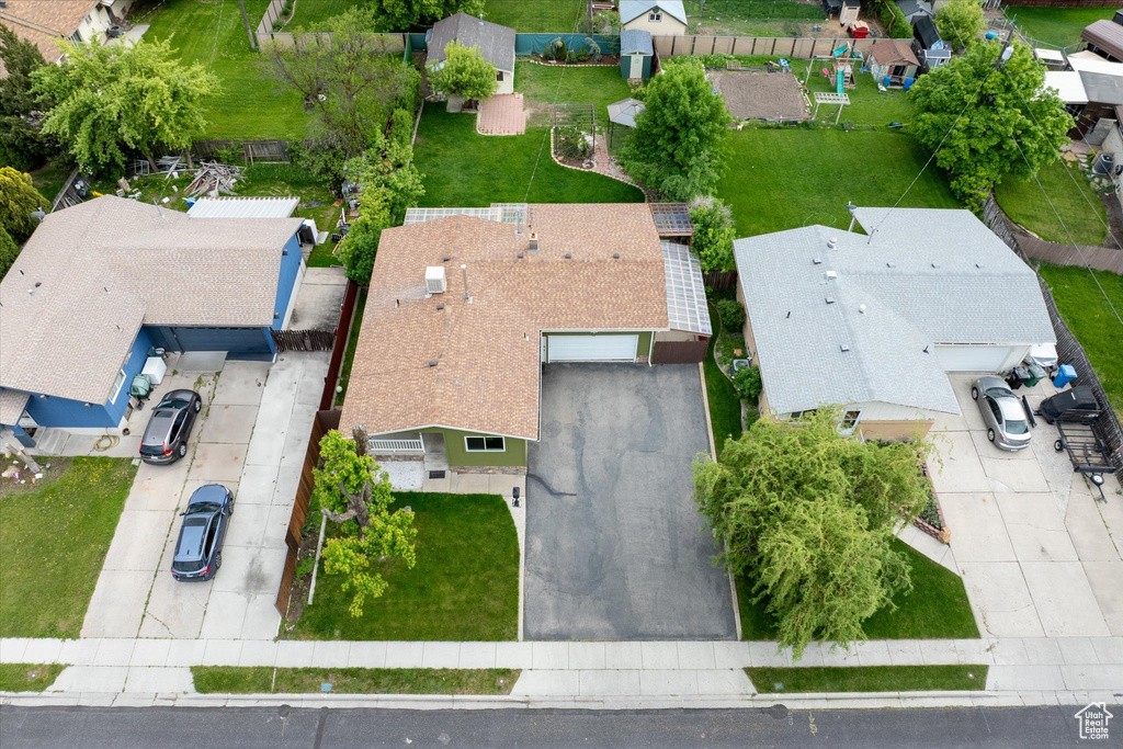 Aerial perspective of suburban area