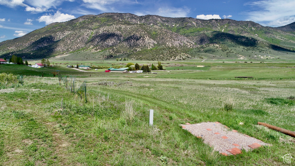 View of mountain background with rural landscape
