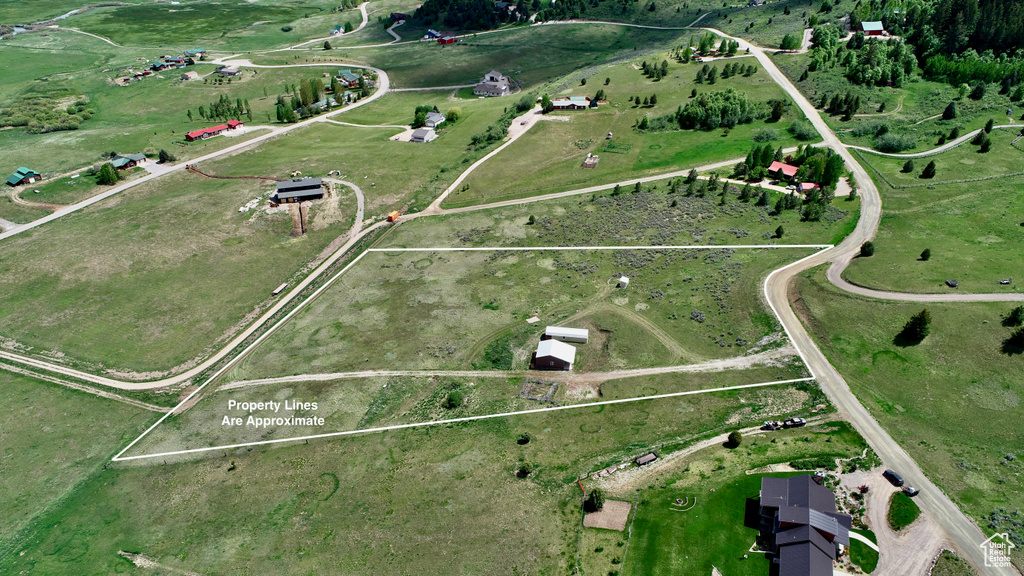 Aerial view of property's location featuring rural landscape
