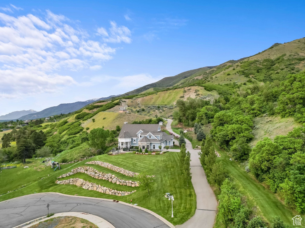 View of subject property with mountains
