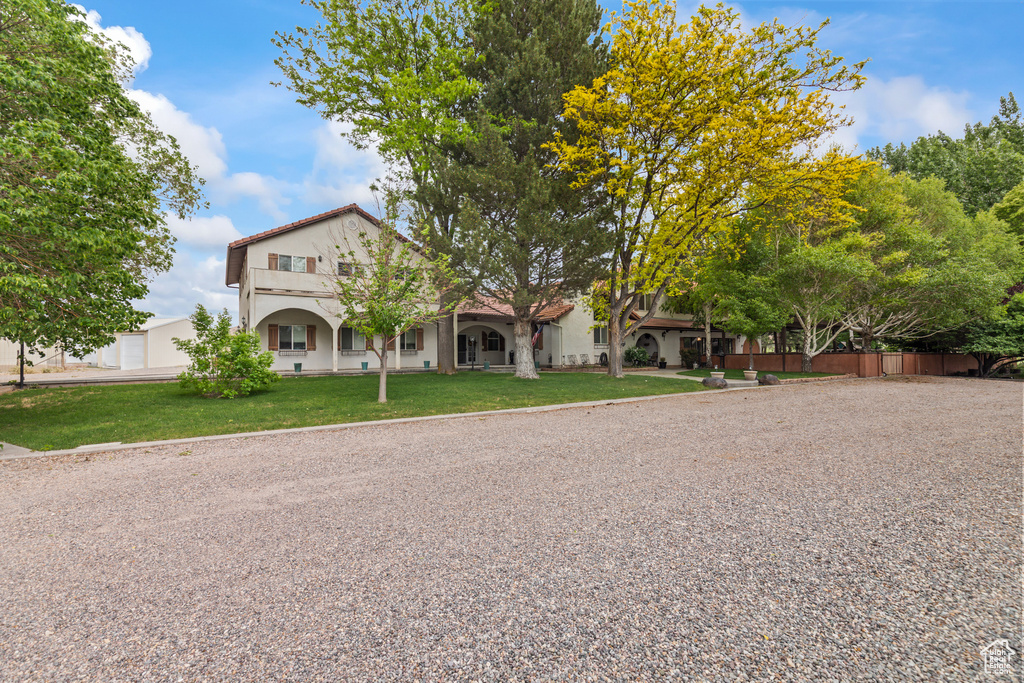 View of front of house with stucco siding