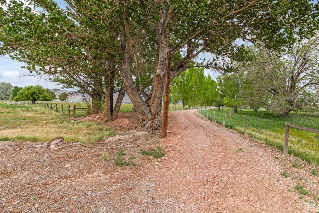View of yard featuring a view of countryside