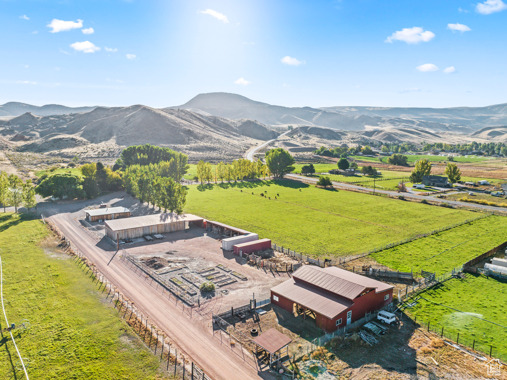 View of mountain background with rural landscape