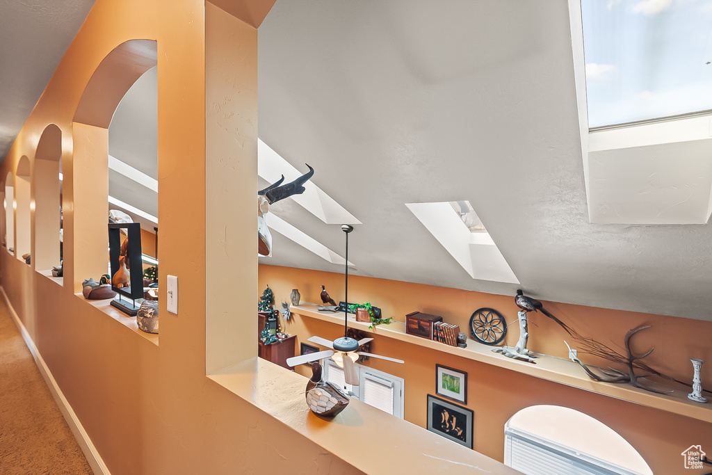 Detailed view of a skylight and arched walkways