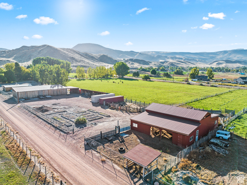 Mountain view with rural landscape
