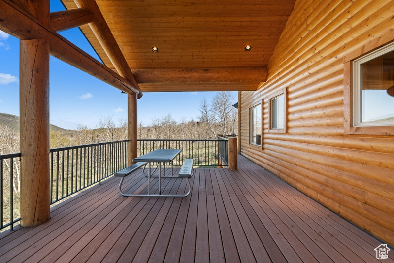 Deck with a mountain view