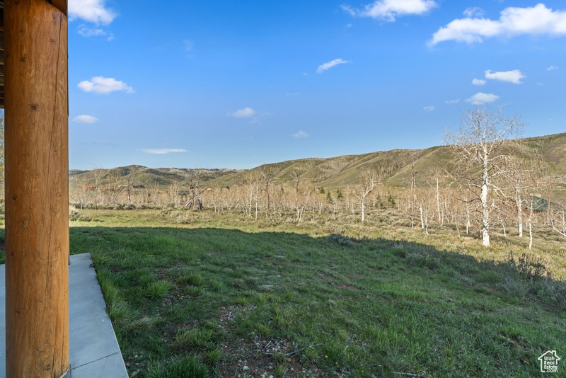 View of yard with a mountain view