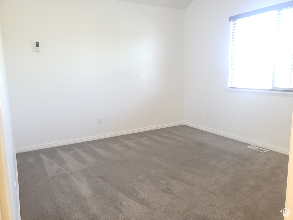 Carpeted spare room with plenty of natural light and baseboards