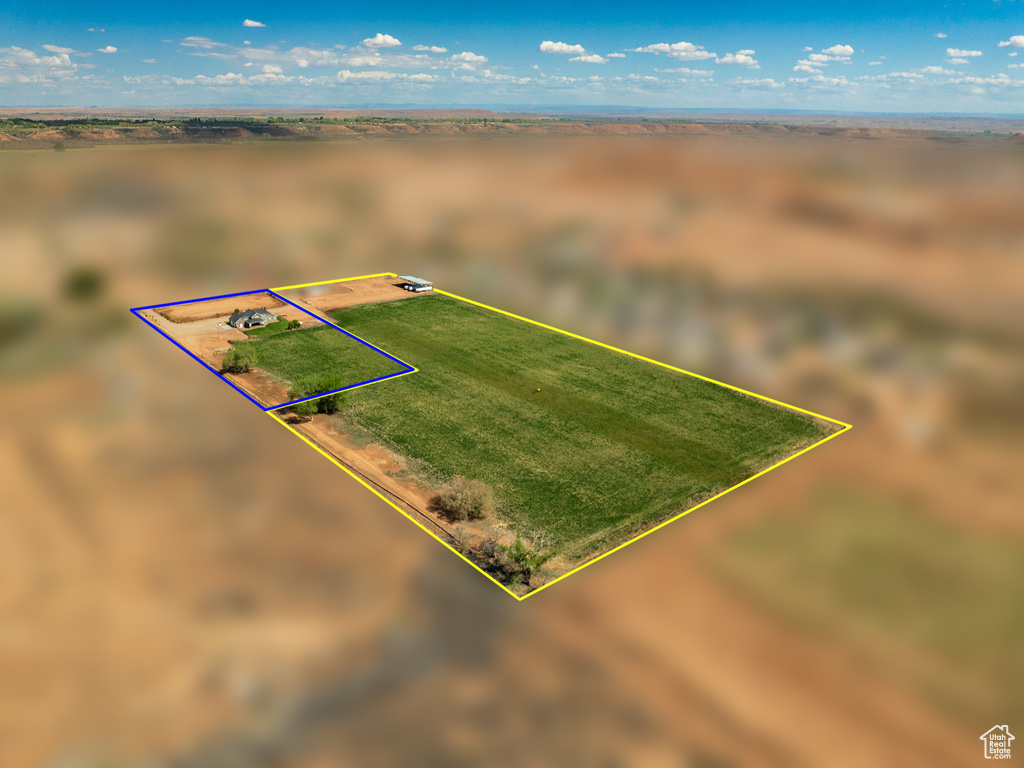 Overview of rural landscape with property boundaries highlighted