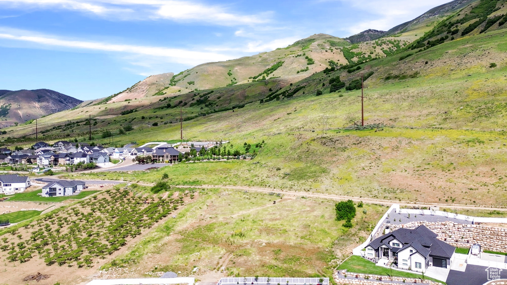 View of mountain background with nearby suburban area