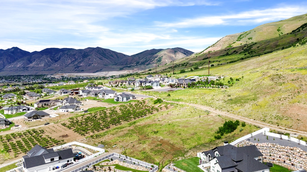 View of mountain backdrop with nearby suburban area