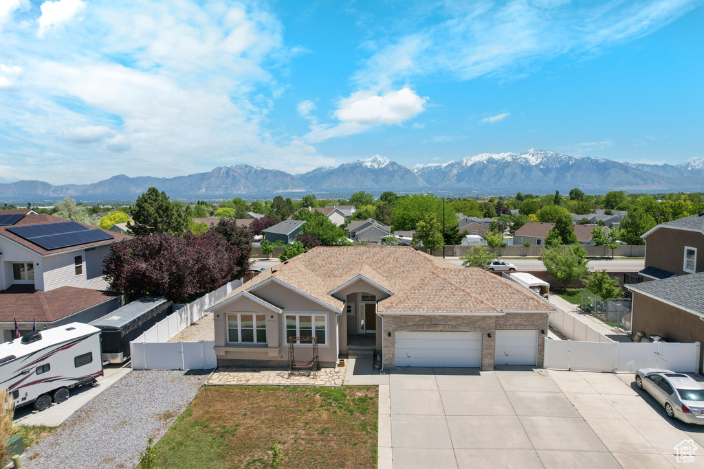 Mountain view featuring nearby suburban area