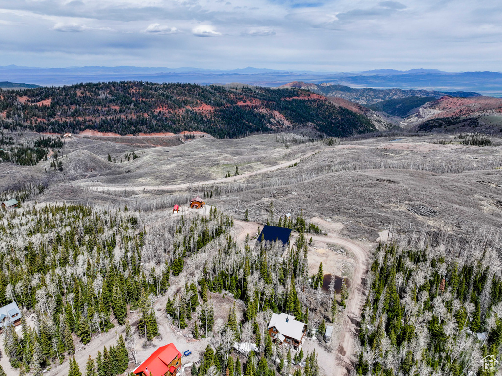 Aerial view of a mountainous background