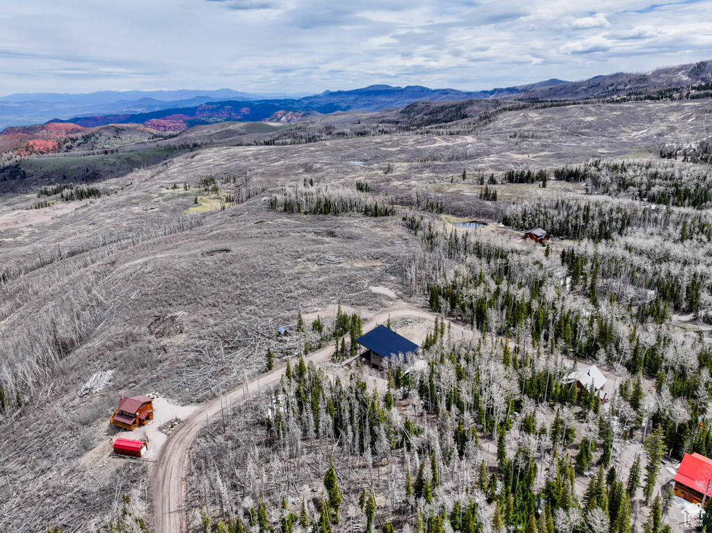 Aerial view of a mountainous background