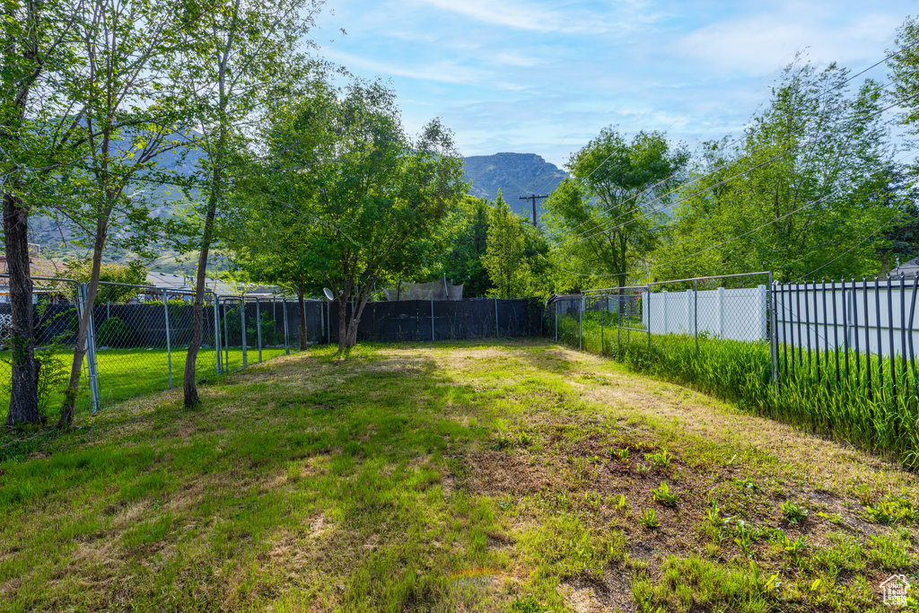 View of yard with a mountain view