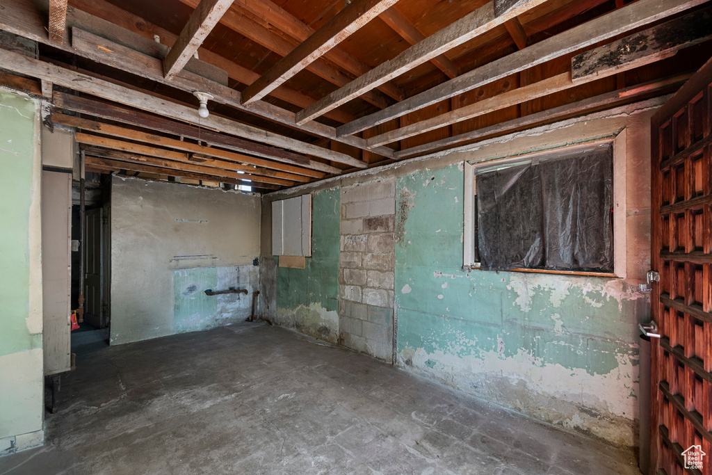 View of unfinished basement