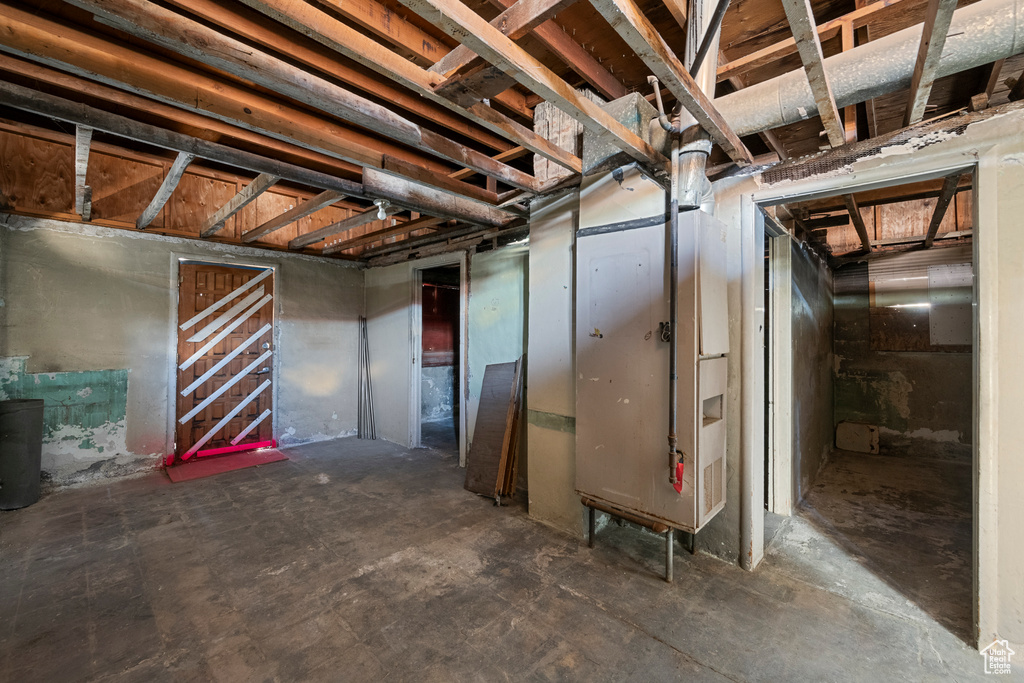 View of unfinished basement