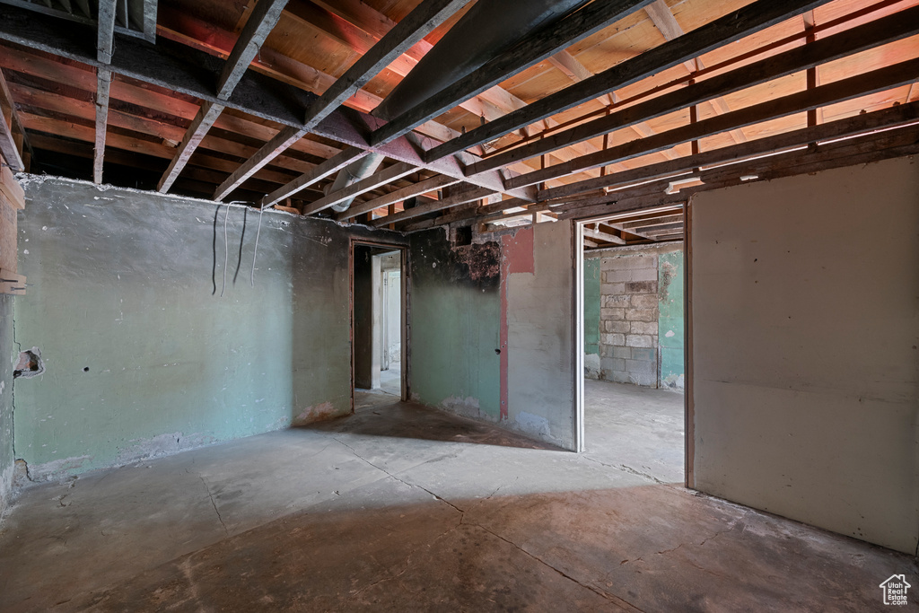View of unfinished basement