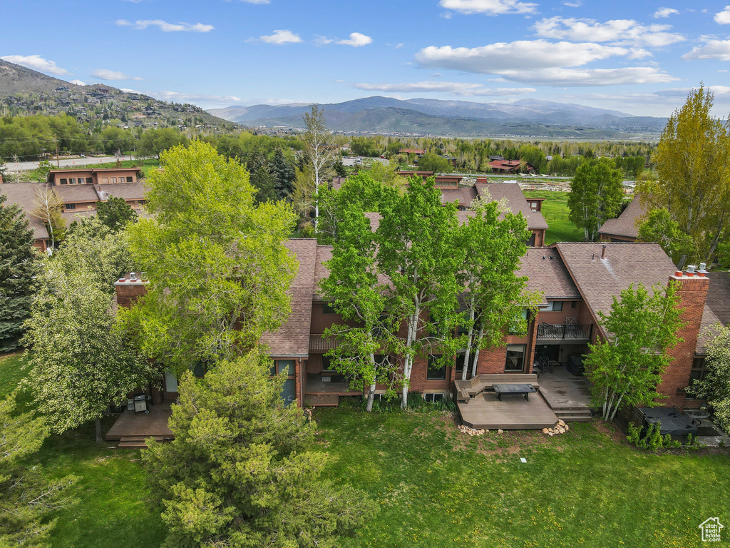View from above of property with mountains