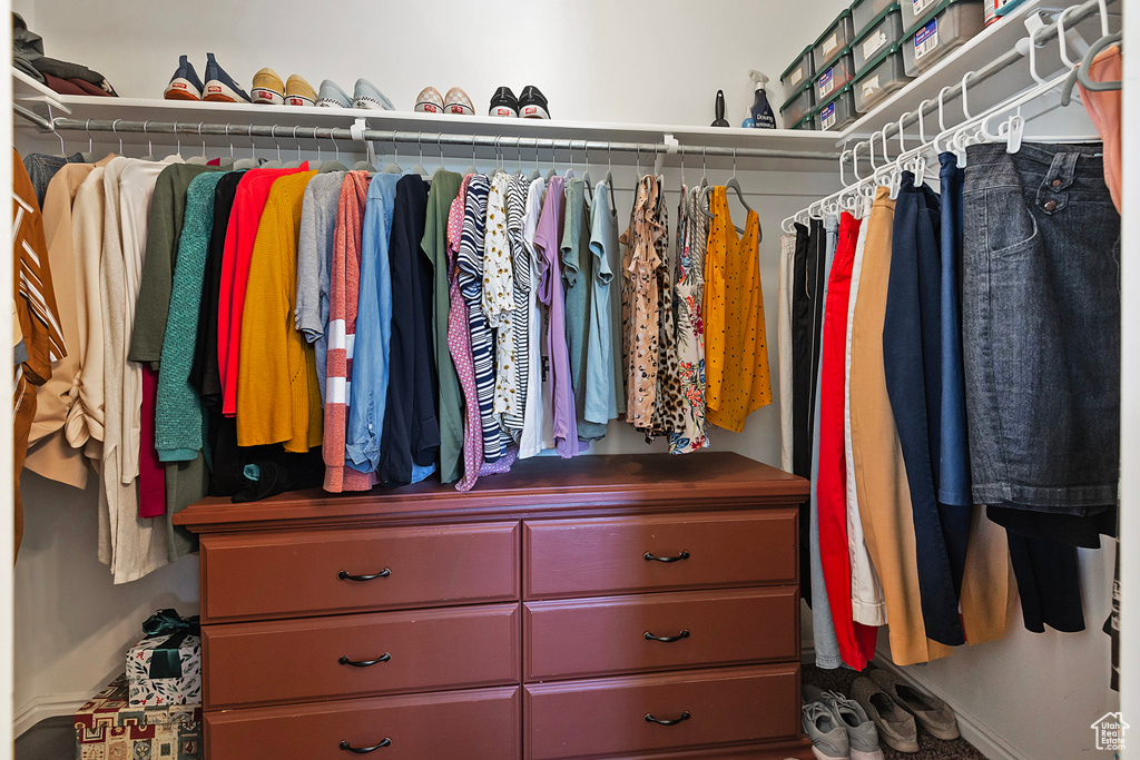 View of walk in closet