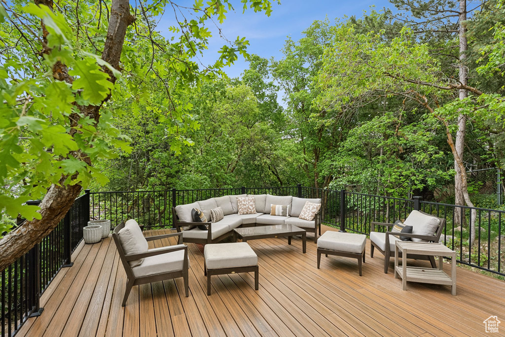 Deck featuring an outdoor living space