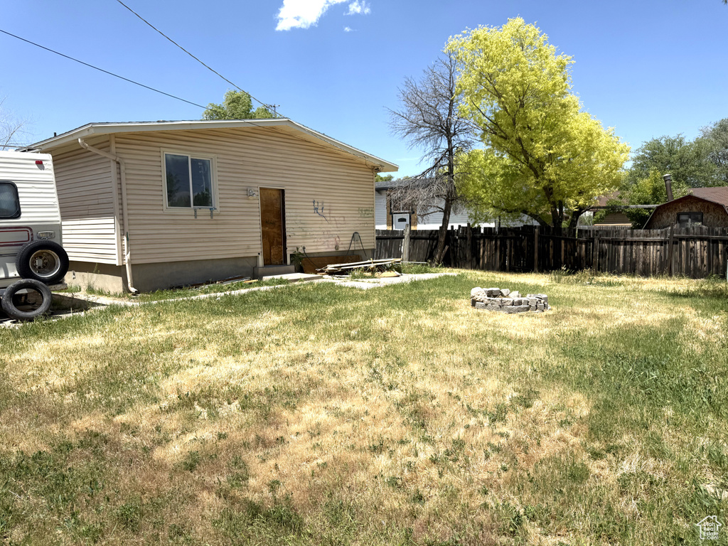 Back of house with an outdoor fire pit
