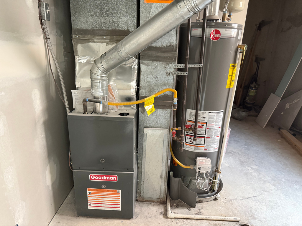 Utility room with water heater