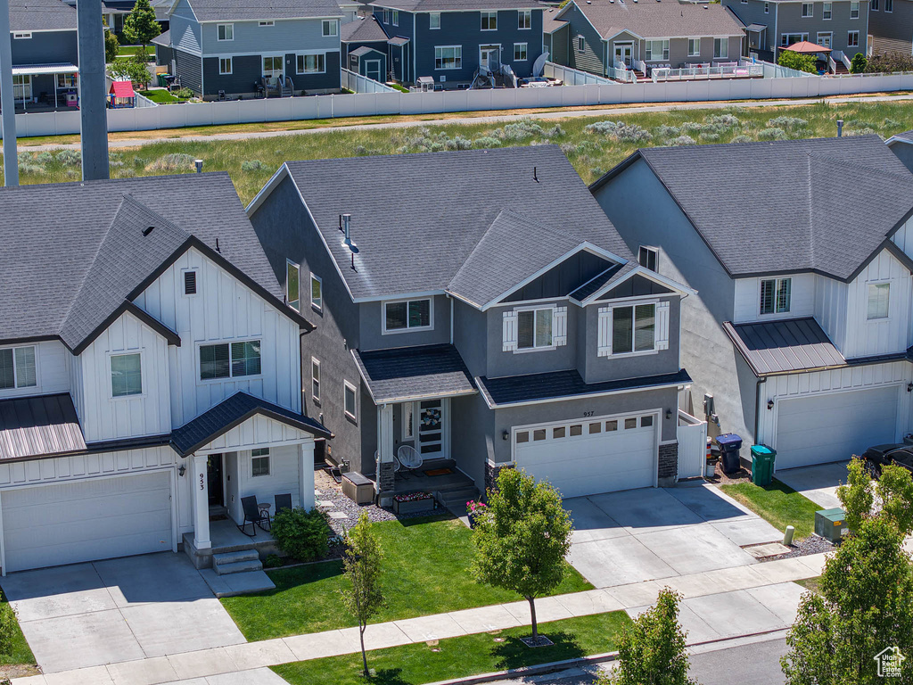 Aerial view of residential area