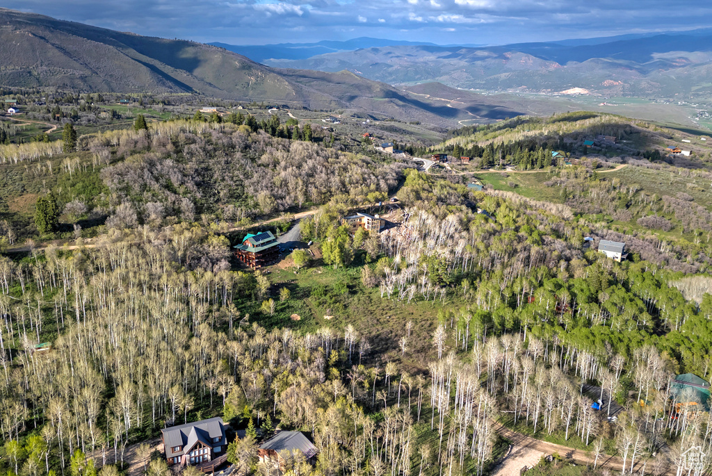 Aerial overview of property\'s location with a mountainous background