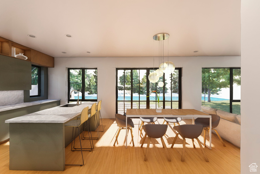 Dining room featuring light wood finished floors and plenty of natural light