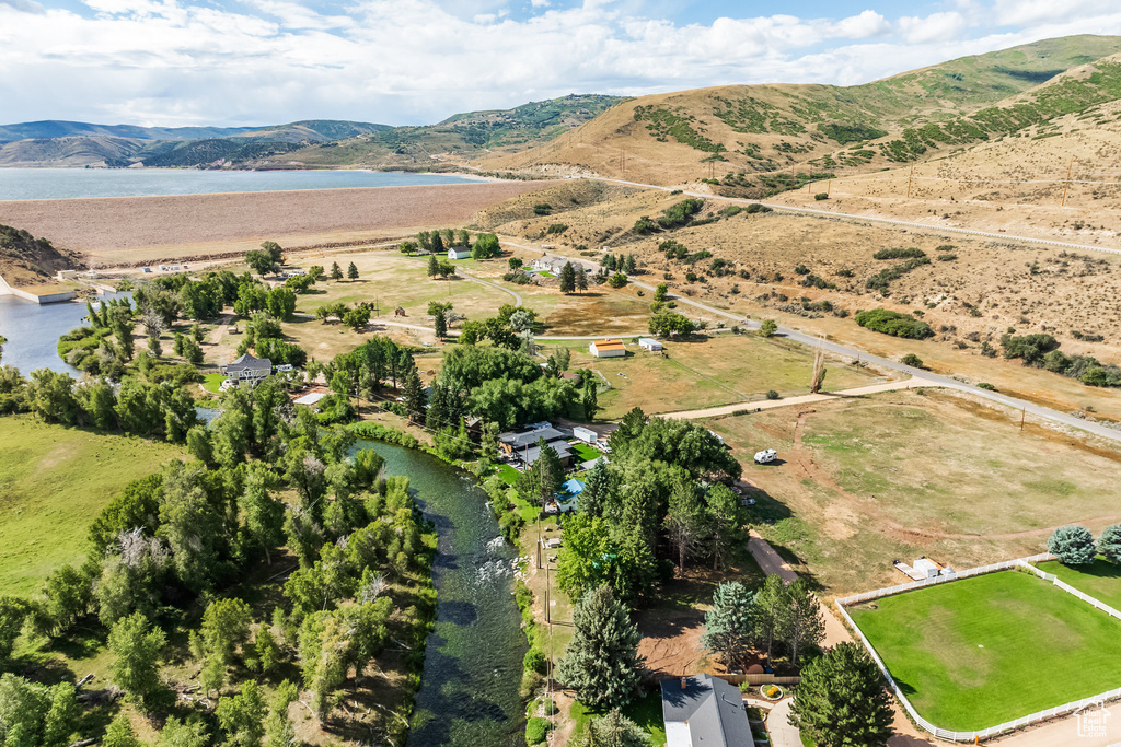 Drone / aerial view of a water and mountain view