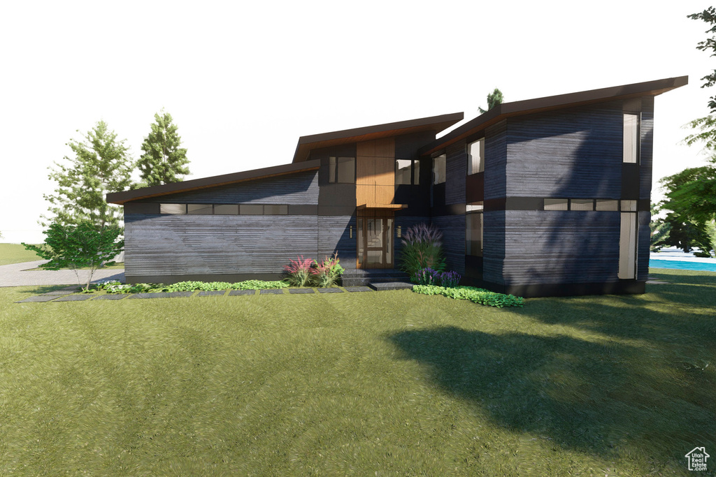 Contemporary home with a front yard