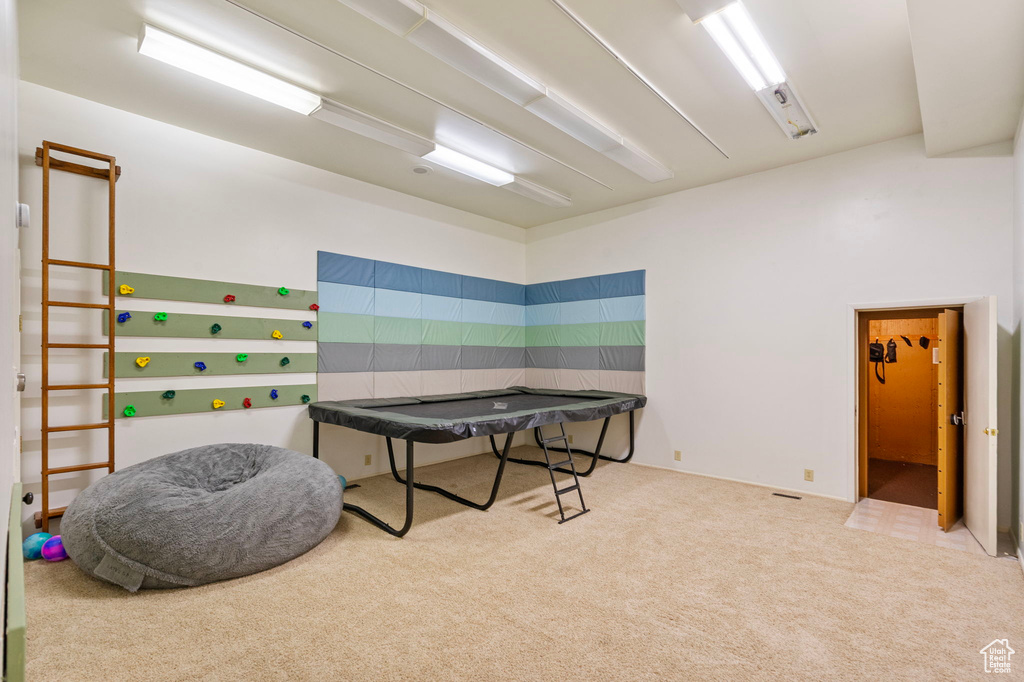 Recreation room featuring carpet