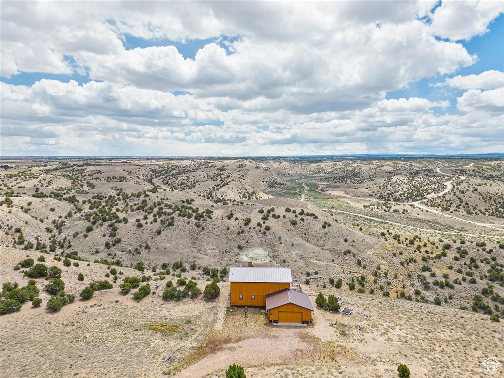 Aerial view of sparsely populated area featuring a desert landscape