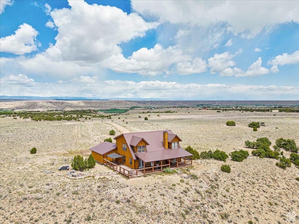 Aerial view of sparsely populated area featuring a desert landscape