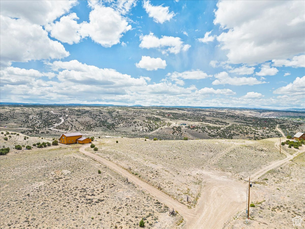 Aerial view of sparsely populated area with a desert landscape