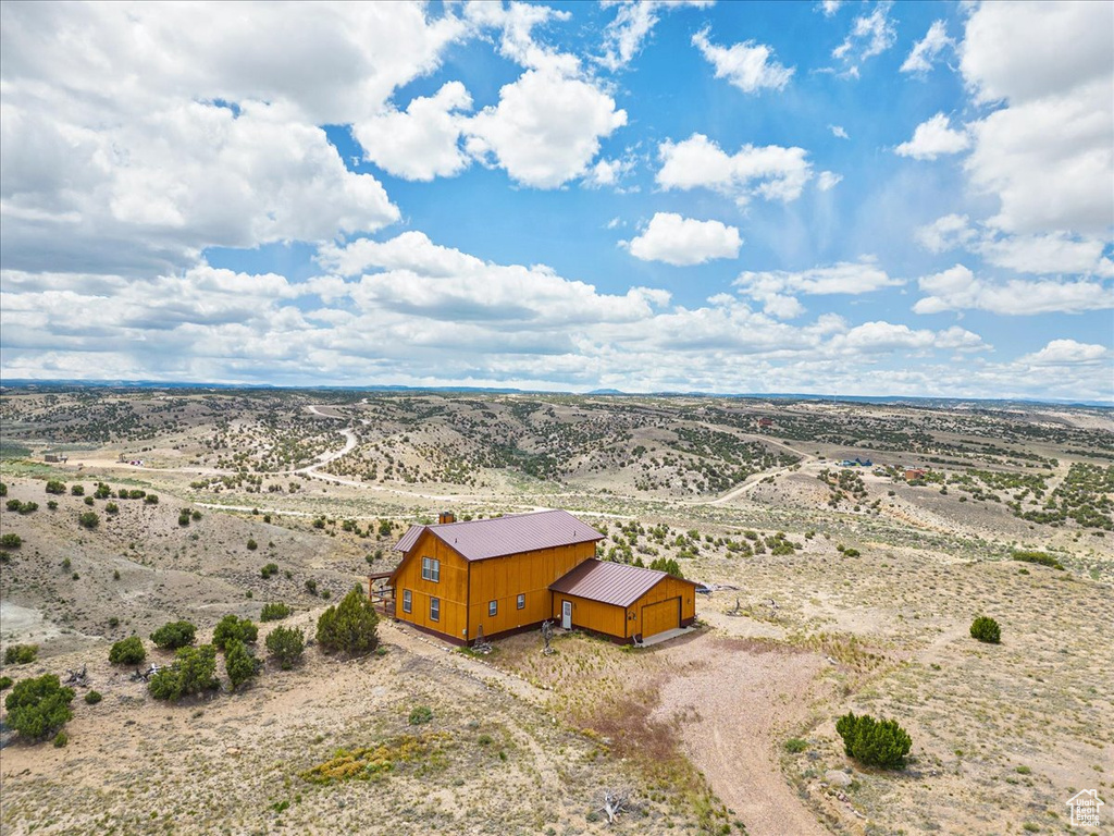 Aerial view of sparsely populated area with a desert landscape