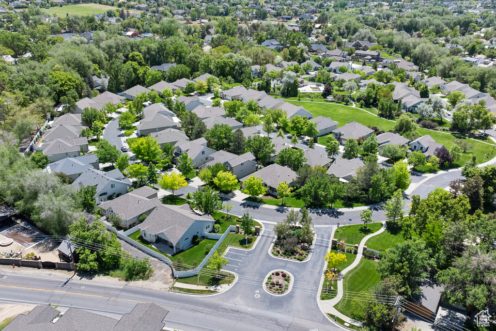 Aerial perspective of suburban area