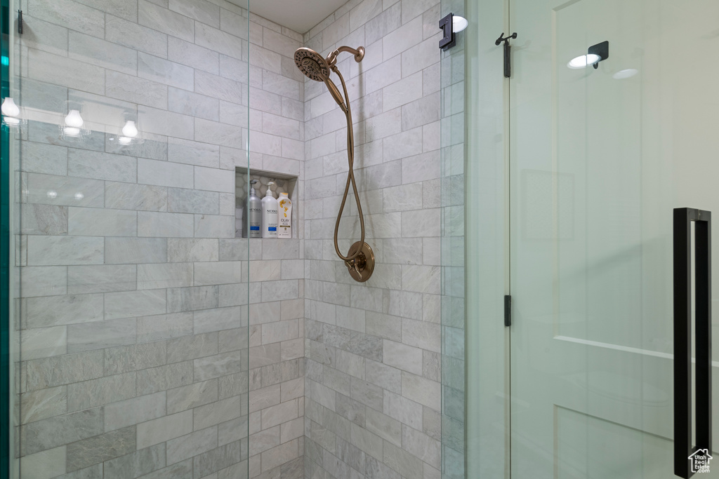 Bathroom with a stall shower