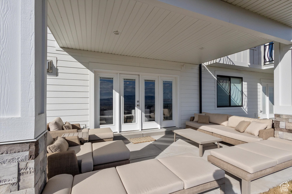 View of patio / terrace featuring outdoor lounge area and french doors