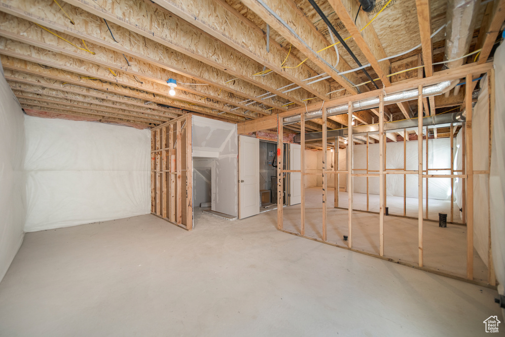 View of unfinished basement