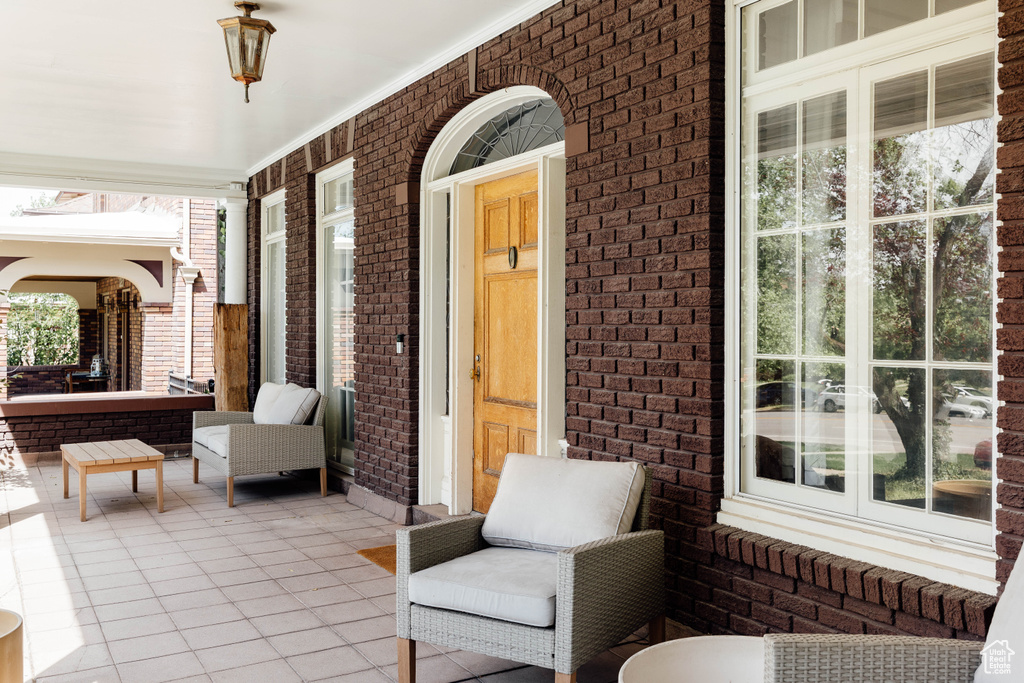 View of covered porch