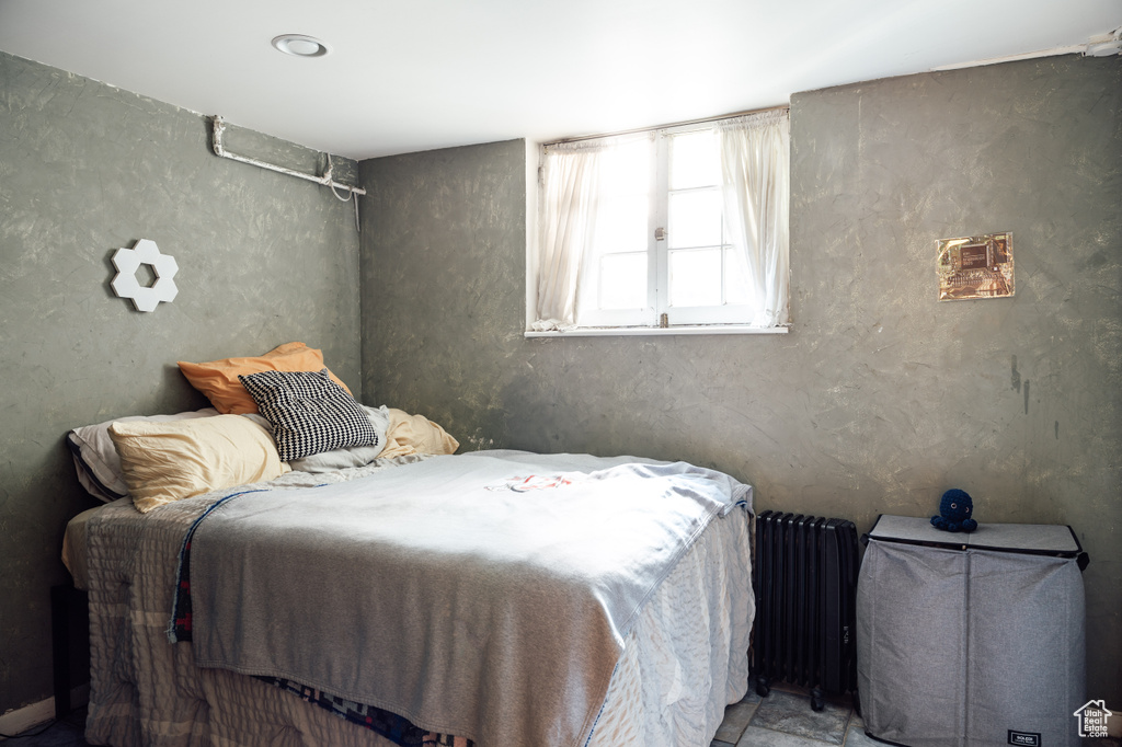Bedroom featuring radiator