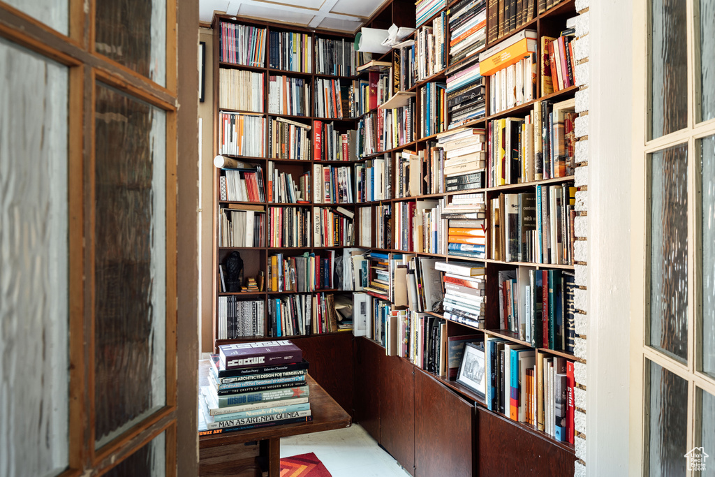 Living area with bookshelves